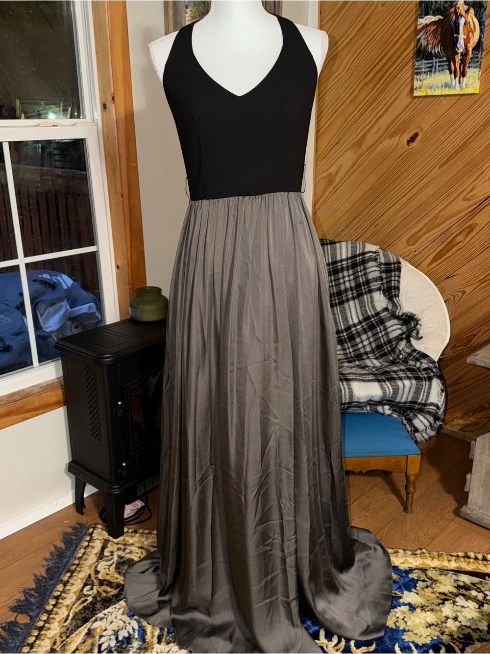 Vera Wang White Label Wedding Guest or Bridesmaid Black and Gray Evening Gown